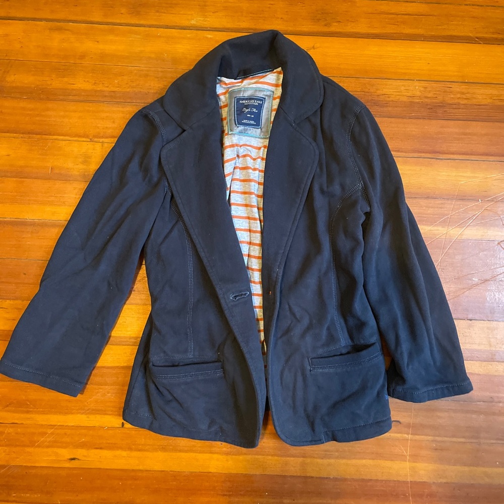 American Eagle Navy Fleece Blazer